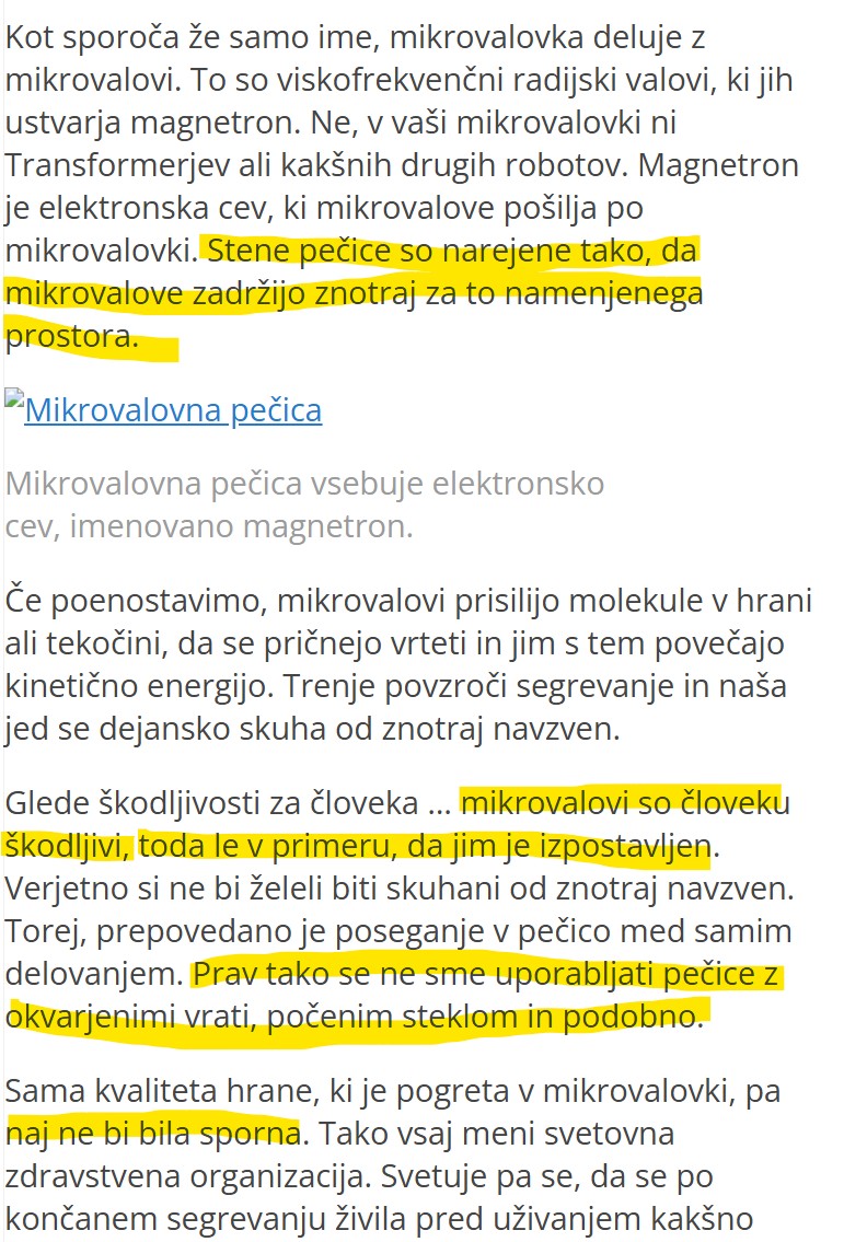 sevanje mikrovalovke